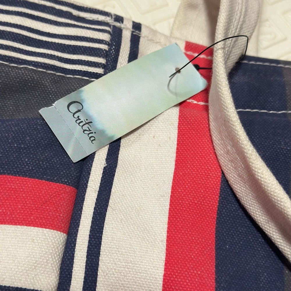 Aritzia Tote Bag “Patriot” | Striped Canvas | Red, Navy, White nwt - Picture 5 of 11